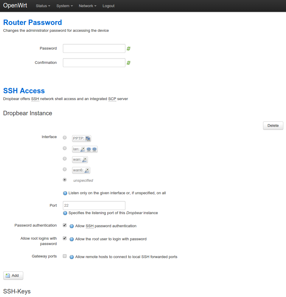 SSH OpenWRT